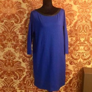 Lauren RL Royal dress trimmed in Black Leather